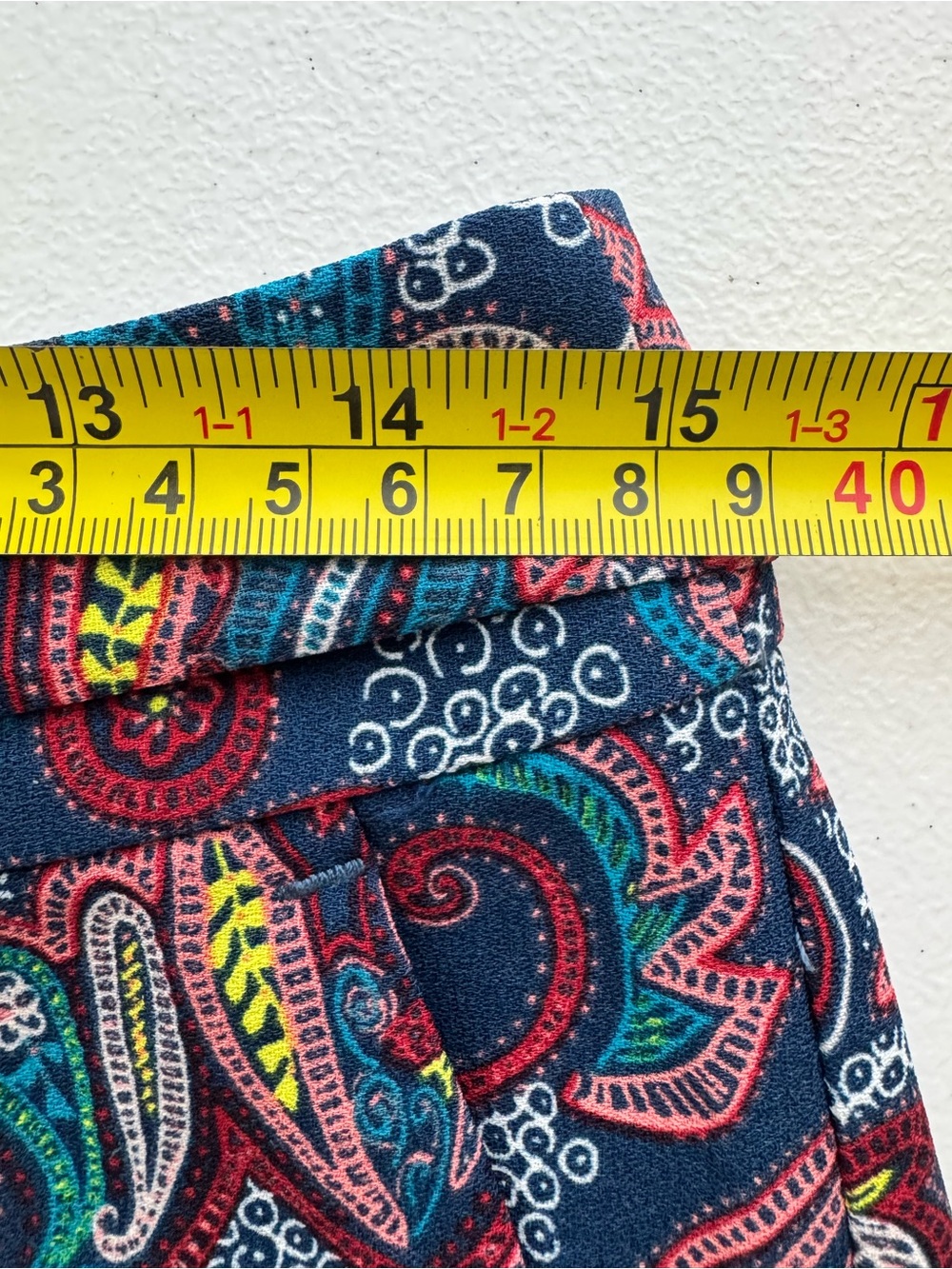 LOFT Paisley Print Tie Waist Shorts Navy Coral Size 0 Boho Summer - Picture 7 of 10